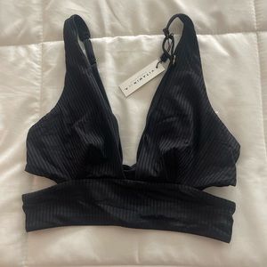 Vitamin A Nicole V-neck Bralette black bikini top